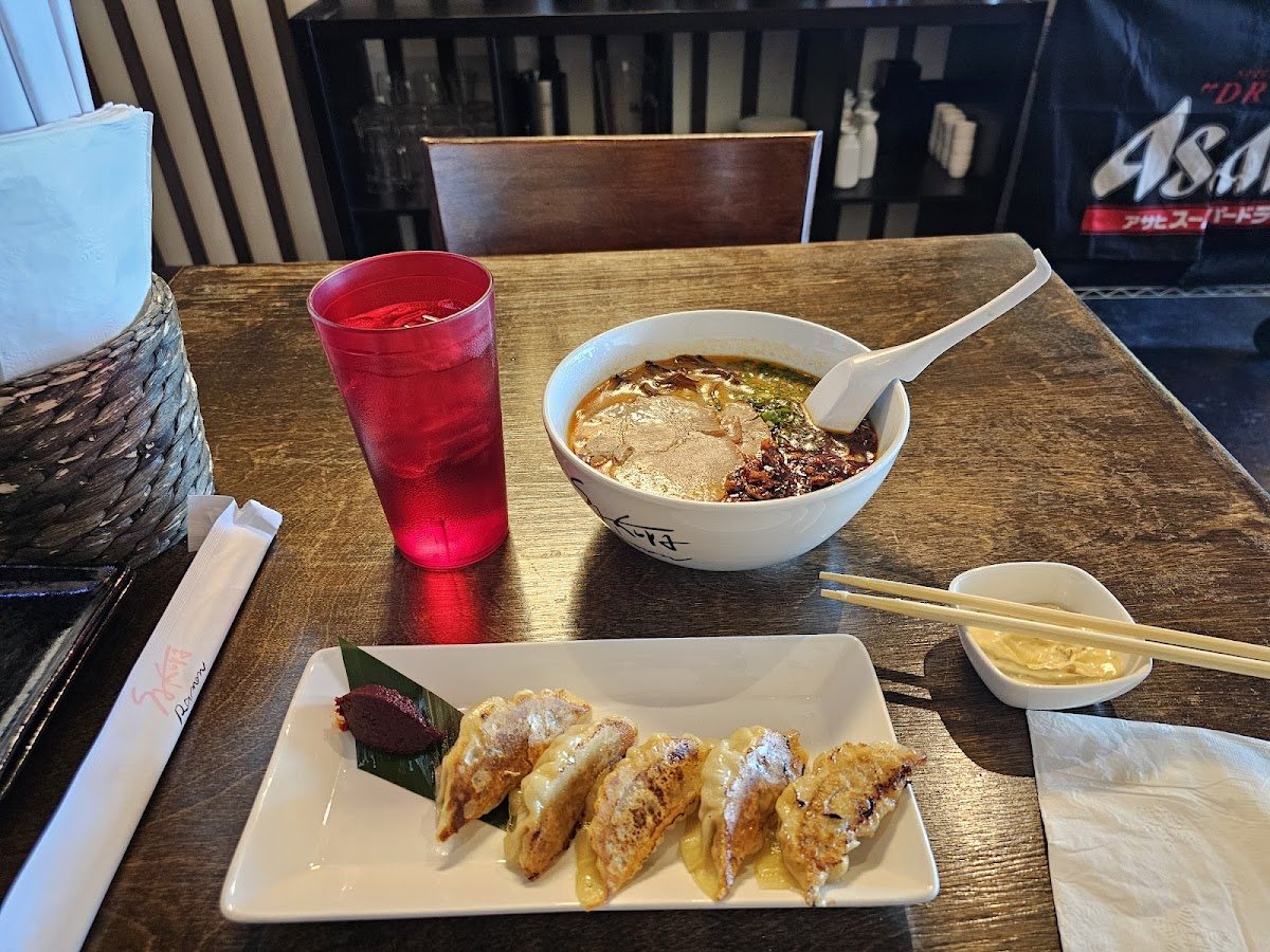 Lunch on a table at Sakura Ramen