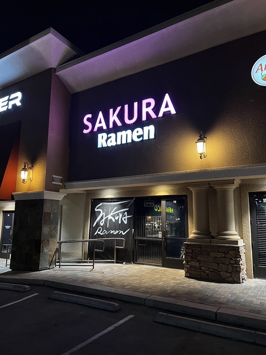 Sakura Ramen storefront at night