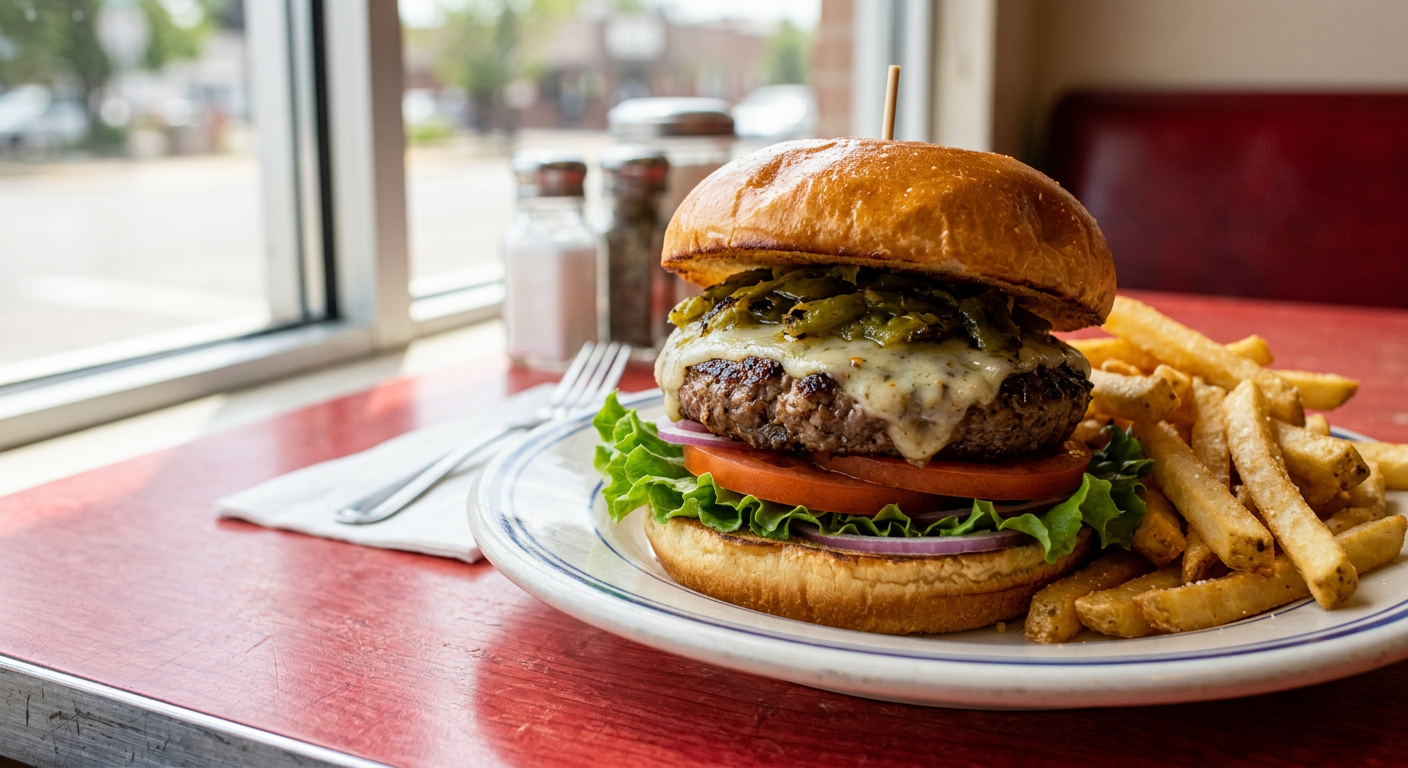 Green Chili Cheese Burger